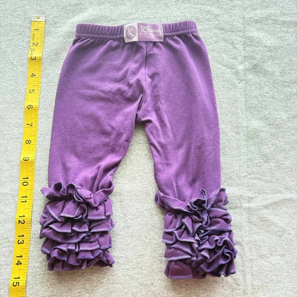 K Frances Darling Purple Ruffled Leggings 0-6M Super Soft Pima Cotton Adorable!!